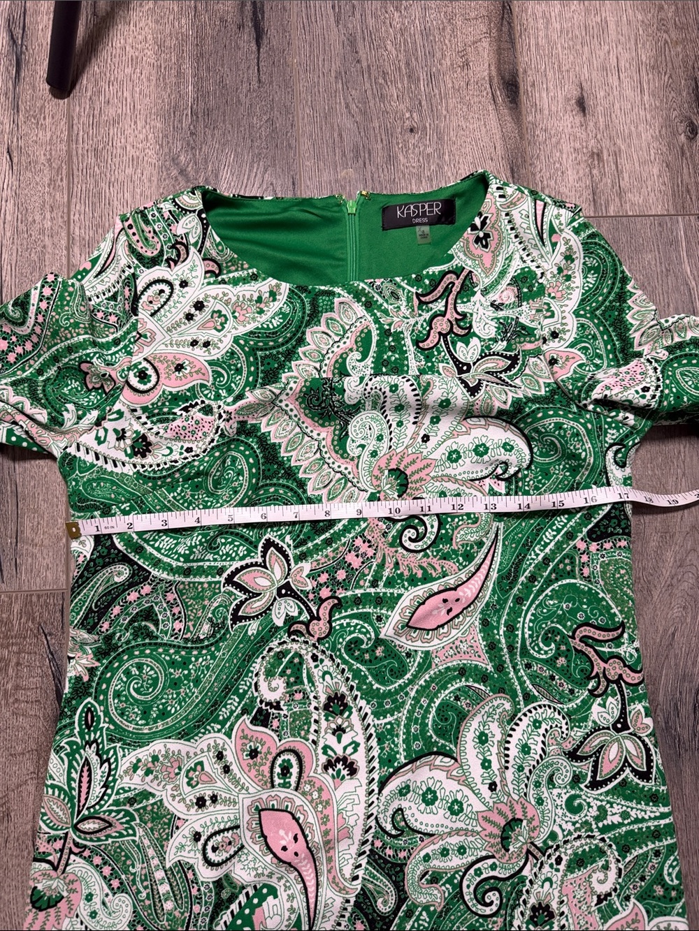 Kasper Green Paisley Midi Dress with Pink & White Accents - Picture 3 of 13